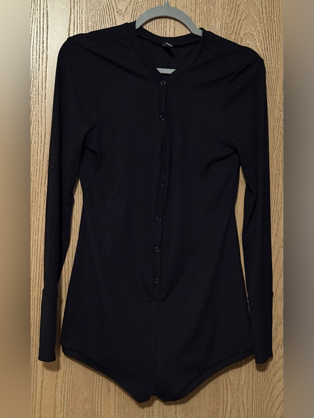 Classic Black Long-Sleeve Button-Front Bodysuit